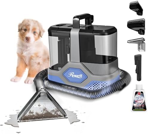 Rosewill Multi-Purpose Portable Carpet and Upholstery Cleaner with 74.4 oz Large Water Tank, Self Cleaning, Powerful Suction 17 KPa Spot Cleaner, 600W Motor, 4 Tools for Pets, Car, Couch and Stairs by RosewillInc