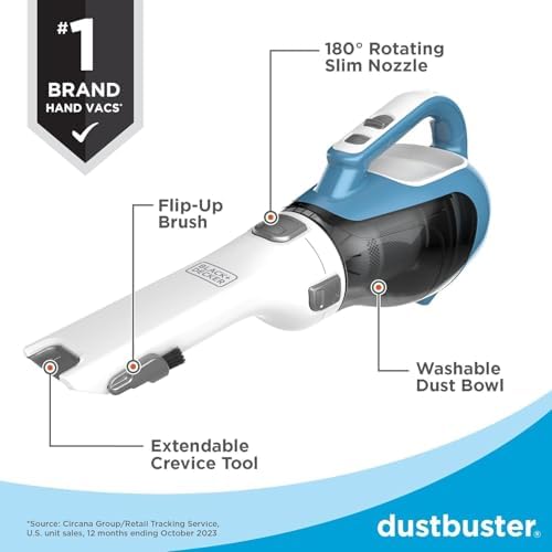 Black+Decker, Dustbuster AdvancedClean Handheld Vacuum Cordless, Compact Home and Car Vacuum with Crevice Tool, Rotating Nozzle and Charging Station - Image 3