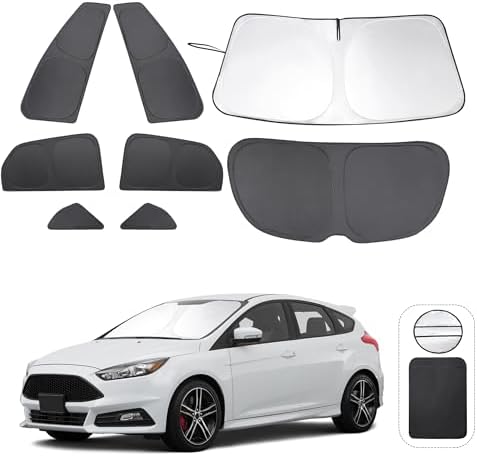 TINGLU Window Shades for Ford Focus 2014-2018 Hatchback Accessories Car Side Full Windows Rear Triangular Windshield Sun Shade Sun UV Rays Privacy Protection 8PCS by TINGLU