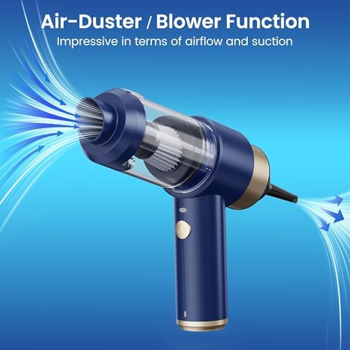 Car Vacuum Handheld Vacuum Cleaner, 15000PA Suction, Mini Vacuums with Air Duster and Blower, Portable Hand Held Vacuum for Car, House, Crumbs, Hair (Blue) - Image 4