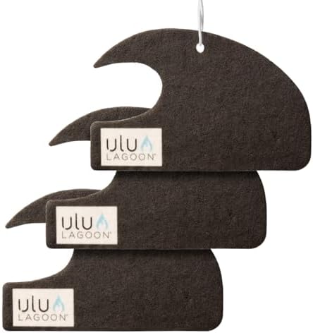 ulu Lagoon Hanging Car Air Freshener | Tropical Beach Coconut Surf Wax Scent Mini Wave | Long Lasting Car Freshener, Closet and Beyond | Made In USA | 3 Pack (Black) by uluLAGOON
