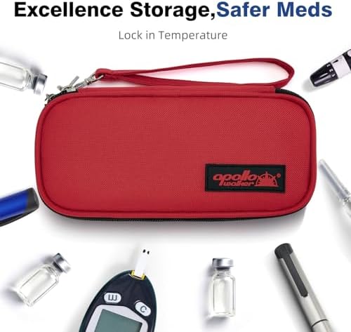 apollo walker Insulin Cooler Travel Case with Ice Packs and Insulation | TSA Approved Includes 2 x 90g ice packs for 9-hour cooling insulin pens & syringes for Diabetics to Carry (Red) - Image 4