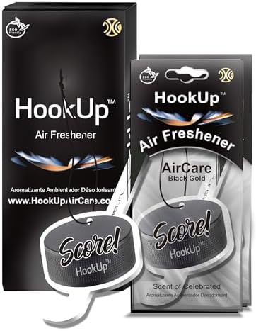 Hockey Car Air Freshener by HookUp - 2 Pack - Black Gold Scent (Extra Strong) | Unique Hockey Gift for Players, Coach, Fans | Hanging Car Accessory with Long Lasting Fresheners Smell by HookUpAirCare