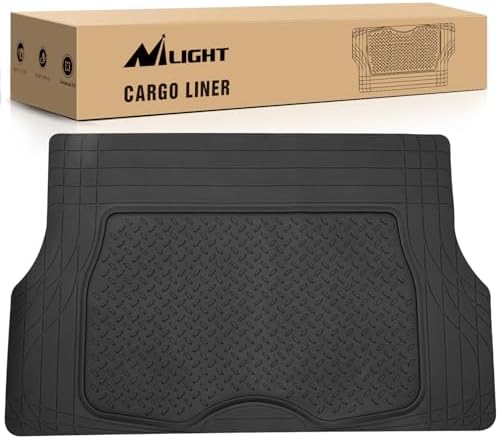 Nilight Rubber Cargo Mats for Cars Trucks SUVs | Universal Trim to fit for Most Vehicles, All Weather Protection Heavy Duty Cargo Liners by Nilight