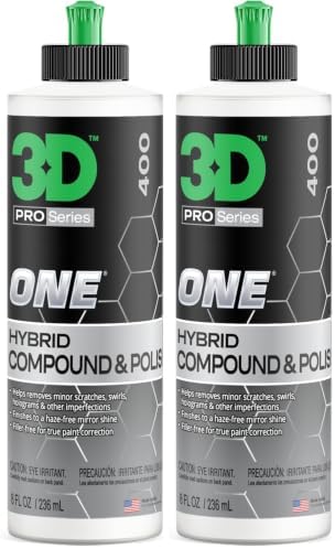 3D One Car Scratch & Swirl Remover Hybrid Rubbing Compound & Polish Buffing Compound for True Paint Correction 8oz Made in USA (Pack of 2) by 3DCarCare