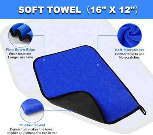 62'' Car Wash Brush with Long Handle, Car Wash Kit with Tire Brush, Tower, Window Squeegee, Chenille Microfiber Car Wash Mop Mitt, Car Cleaning Brush Kit Supplies for Car, Truck, SUV, RV - Image 7