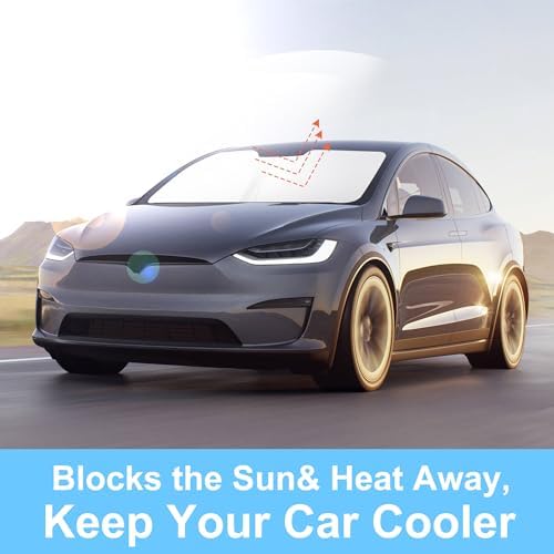 TINGLU Sun Shade for Tesla Model X Tesla X 2016-2025 2026 Accessories Windshield Sun Shade Window Shade UV Rays Protection Sun Visor Cover with Steering Wheel Sunshade Storage Bag - Image 5