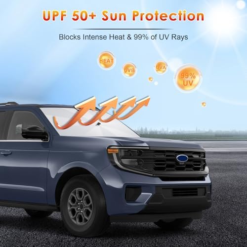 for Windshield Sunshade Umbrella for 2025 Ford Expedition, Custom Fit Windshield Sun Protector Cover, 6-Layer Heat-Resistant Fabric, Ultra-Strong Fiberglass Frame (for 2025+ Ford Expedition) - Image 3