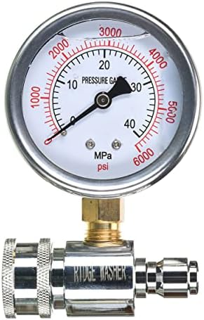 RIDGE WASHER Pressure Washer Gauge with 3/8'' Quick Connect Socket and Plug by RIDGEWASHER