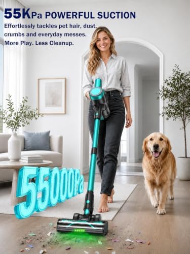 Cordless Vacuum Cleaner, 500W 55KPa 10-in-1 Self-Standing Stick Vacuum with Smart LED Display, Vacuum Cleaners for Home, Pet Hair, Carpet, Hard Floors and Car - Image 2