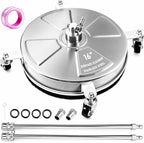 Hourleey 16" Pressure Washer Surface Cleaner, Stainless Steel Surface Cleaner with 4 Wheels for Concrete, Patio, Sidewalk, Deck, Pathway 1/4" Quick Connector, 2 Extension Wand, 4000 PSI by Hourleey