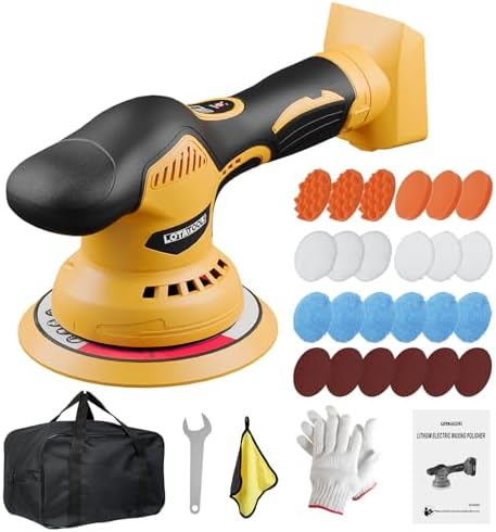 Cordless Car Polisher for Car Detailing Compatible, Yellow by LotaToolsPremiumSelection