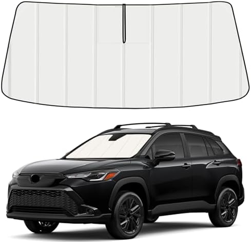 Windshield Sun Shade for Toyota Corolla Cross 2022-2026, Front Window Visor Accessories, Folding Design Blocks Heat & UV Rays Maintain Cool Interior and Save Space by Fonowka