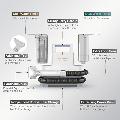 WECLEAN C1 Portable Extractor for Couch and Carpet Cleaner Upholstery Cleaner with Deep Cleaning Solution - Image 6