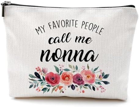 DILSJ Nonna Gifts Makeup Bag, Grandma Gifts For Christmas From Grandkids Grandson Bags For Women, My Favorite People Call Me Nonna Zipper Makeup Pouch Travel Organizer Toiletry Bags & Cases by DILSJ