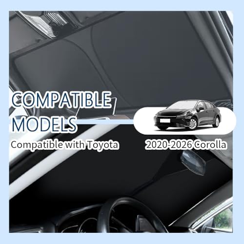Car Windshield Sun Shade Compatible with Toyota Corolla 2020-2026,Oxford Cloth Sun Shade for Car Windshield with Foldable Design,Windshields Cover Suns Shades for Blocking Heat with Storage Bag - Image 4