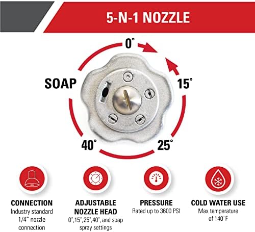 Simpson 3600 PSI 5-in-1 Quick Connect Pressure Washer Nozzle, 80142 - Image 2