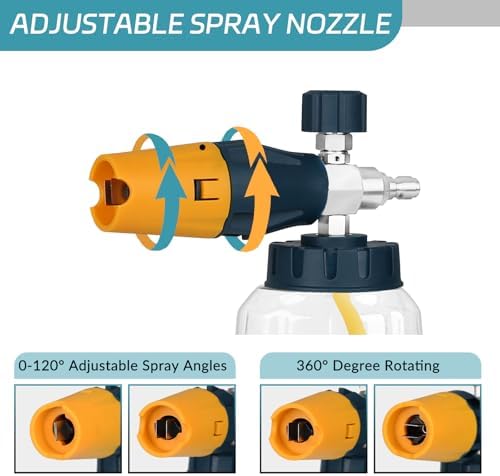 Sooprinse Pressure Washer Foam Cannon with Short Pressure Washer Gun, Dual Connector Accessory, Snow Soap Attachment for Car Wash, 5 Nozzles Tips with 1/4” Quick Connect， 4000 PSI - Image 2