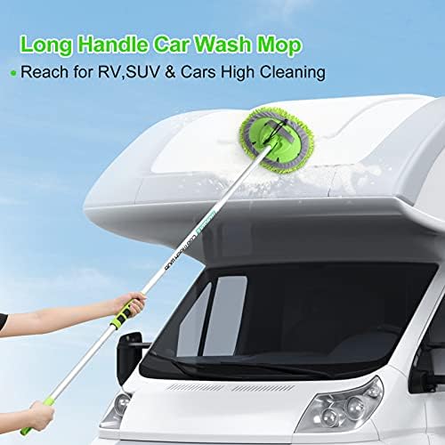 Wontolf 62'' Car Wash Brush with Long Handle Chenille Microfiber Car Wash Mop Mitt Kit Car Detailing Brush Cleaning Kit Window Squeegee Car Duster Drying Towels Tire Brush for Cars RV Truck Boat - Image 2
