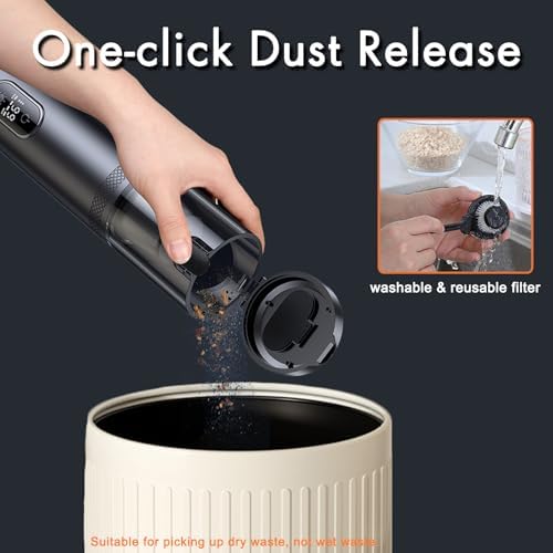 Cordless Car Vacuum Cleaner 14000Pa, Handheld Vacuum Portable Dust Buster Vacuum Small Vacuum Cleaner for Vehicle,Pet,Home, LED Display & Lightweight & Low Noise & Rechargeable - Image 6