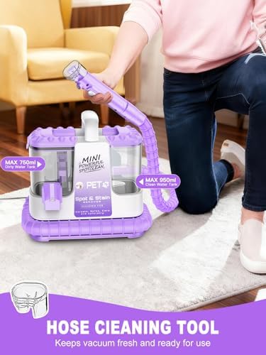 Portable Carpet & Upholstery Cleaner Machine for Pets, Deep Stain Remover with Powerful Suction, Spot Cleaner for Couch, Sofa, Rug, Car Interior & Pet Messes, Dual Tank Portable Carpet Cleaner - Image 6