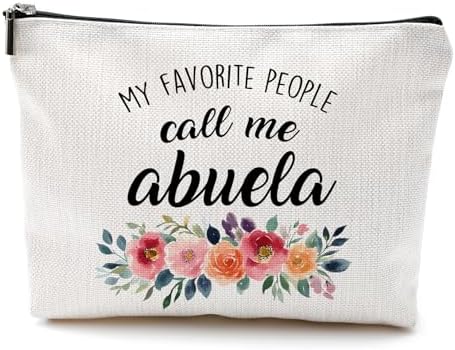 DILSJ Abuela Gifts Makeup Bag, Abuela Gifts For Christmas From Grandkids Cosmetic Bags For Women, Best Grandma Gift From Granddaughters Grandsons Zipper Makeup Pouch Travel Organizer Toiletry Bag by DILSJ