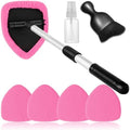 Qydipclin 7pcs Windshield Cleaner Tool Car Window Cleaning Wash Kit with 4 Reusable Microfiber Pads 1 Spray Bottle and Extendable Handle Auto Glass Wiper Kit, Pink by Qydipclin