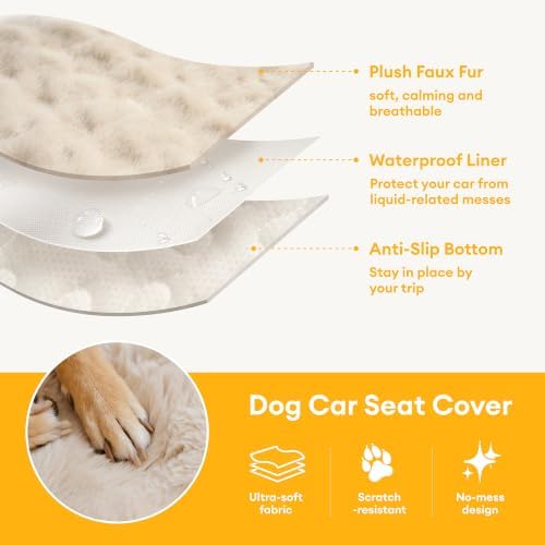 FUNNY FUZZY Luxurious Dog Car Seat Cover, Waterproof Backseat Protector | Faux Rabbit Fur, Full Backseat Cover, Non-Slip, Hair, Dirt & Scratch Defense, Machine Washable, Fits Cars, SUVs & Trucks - Image 5