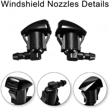 Front Windshield Washer Nozzles kit for 04-10 Toyota Sienna 05-12 Toyota Corolla 04-08 Toyota Solara 00-05 Toyota Tundra Replaces 85381-AE020 Wiper Spray Washer Jet with 3M Fluid Hose & 6 Connectors - Image 2