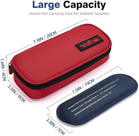 apollo walker Insulin Cooler Travel Case with Ice Packs and Insulation | TSA Approved Includes 2 x 90g ice packs for 9-hour cooling insulin pens & syringes for Diabetics to Carry (Red) - Image 2