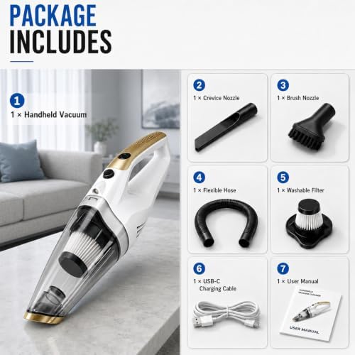 Handheld Vacuum Cordless, Rechargeable Portable Car Vacuum with LED Light - Image 5