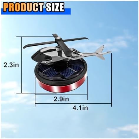 KITUREK Helicopter Solar Rotating Car Air Fresheners for Home, Office, Red - Image 2