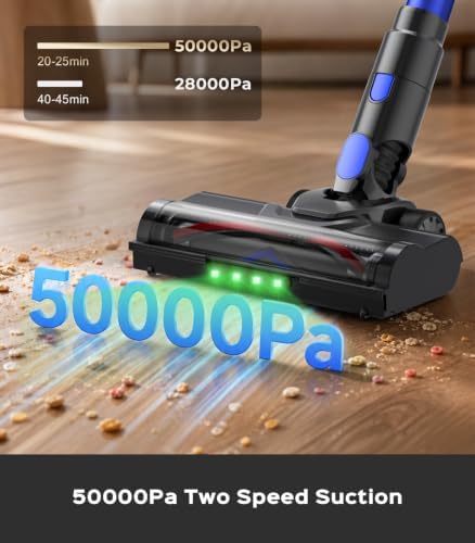 Cordless Vacuum Cleaner, 550W 50KPa 45Mins Vacuum Cleaners for Home, Self-Standing Stick Vacuum with Anti-Tangle Brush & LED Display for Hardwood Floors, Carpet, Pet Hair, Car - Image 3