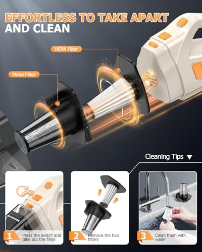 BQYPOWER 16000PA Handheld Vacuum Cleaner Cordless Rechargeable for Car Home - Image 6