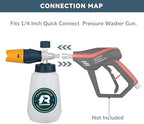 Sooprinse Foam Cannon with 1/4 Inch Quick Connector, Heavy Duty Car Foam Blaster Wide Neck Adjustable Snow Foam Lance for Pressure Washer, 1 Liter - Image 5