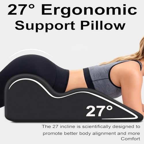 Ergonomic Memory Foam Wedge Pillow - 27° Inclined Multi-Position Use for Sleeping, Reading, Relaxation,Neck and Waist,Large (23.3" X 18.11" X 9.45") - Black - Image 3