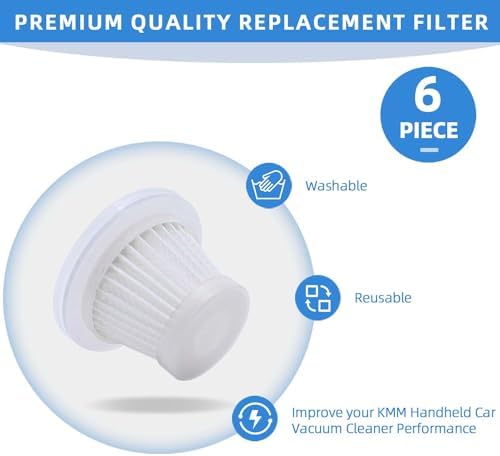 6-Pack LT-117C HEPA Filter Replacement: ONLY for KMM LT-117C Handheld Car Vacuum Cleaner (Blue Body) - Image 5