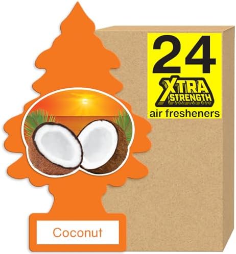 LITTLE TREES Car Air Freshener | Xtra Strength Provides Long-Lasting Scent for Auto or Home | Extra Boost of Fragrance | Coconut, 24 Air Fresheners by LITTLETREES