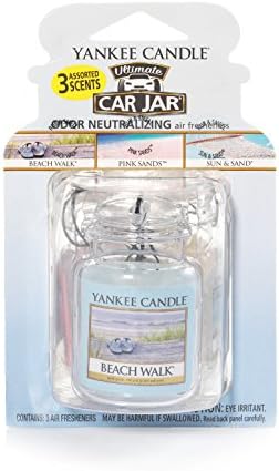 Yankee Candle Hanging Car Jar Ultimate 3-Pack Air Fresheners Neutralizes Odors Up to 30 Days Includes: Beach Walk Pink Sands and Sun and Sand (Pack of 3) - Image 2