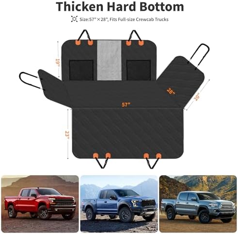 Hard Bottom Dog Seat Cover 400LBS Back Seat Extender for Large Dogs | Waterproof Polyester, Anti-Slip Surface, 3 Removable Hard Plates, Side Storage Pockets, 4-Mode Convertible, Trucks, SUVs - Image 2