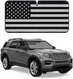 Motor Trend USA Black American Flag Car Windshield Sun Shade for Front Window, Foldable Car Sun Shade with Patriotic Graphic, Collapsible Sun Visor Sunshade for Cars Windshield (Large 69" x 35") by MotorTrend