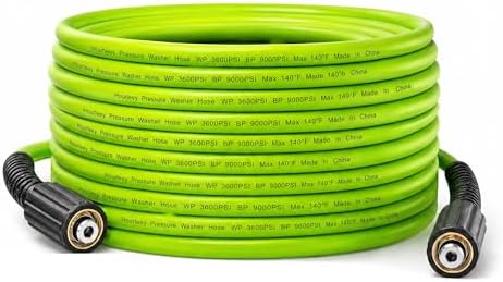 Hourleey Pressure Washer Hose 30 FT, 3600 PSI Flexible Kink Resistant Power Washer Hose Replacement, Pressure Hose Extension with 1/4" Quick Connect, Green by Hourleey