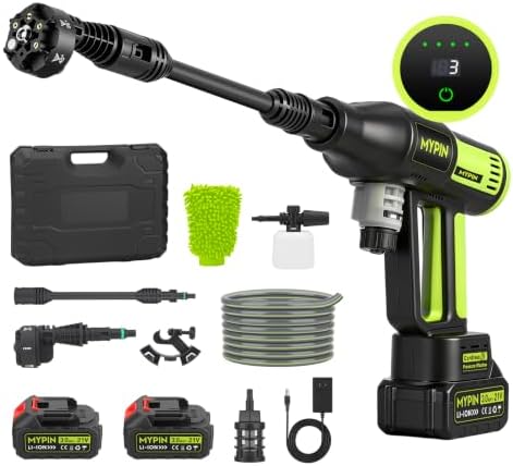 LCD Display Portable Cordless 725 PSI Pressure Washer with Brushless Motor by MYPIN