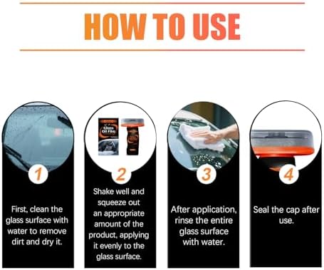 2PC Windshield Cleaner & Glass Oil Film Remover,100ml Car Glass Cleaner with Brush,Removes Oil,Grease & Fog,Wiper Residue, Anti-Fog Glass Emulsion Cleaner for Clear Driving Visibility - Image 5