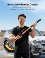 AstroAI 15°Curved Car Wash Brush with 43" Long Handle and 90° Rotating Replaceable Brush Head, Car Wash Kit with Microfiber Towel and Tire Brush for Car, SUV, RV, Floor Cleaning, Yellow - Image 4