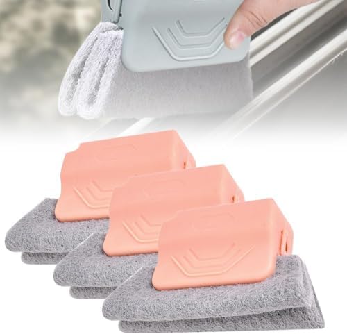 2026 New Magic Window Track Cleaner, 3Pcs Multipurpose Cleaning Brush for Window Grooves, Sliding Door Tracks, Tile Grout Lines, Shutter Slats, Car AC Vents, and Narrow Gaps (Pink) by ByCallMax