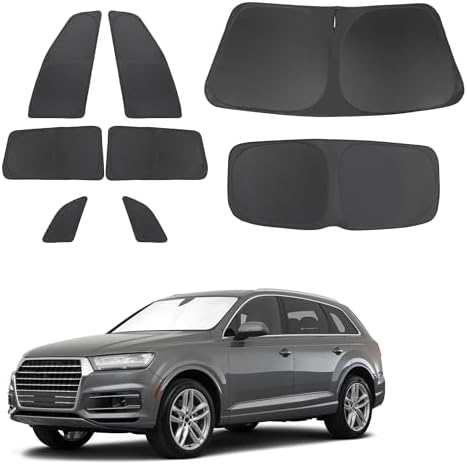 TINGLU Window Shades for Audi Q7 2007-2015 Accessories Car Side Full Windows Rear Triangular Windshield Sun Shade Sun UV Rays & Privacy Protection for Camping,Napping,Relaxing 8PCS by TINGLU