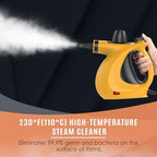 Phueut Pressurized Handheld Multi-Surface Natural Steam Cleaner with 12 pcs Accessories, Multi-Purpose Steamer for Home Use, Steamer for Cleaning Floor, Upholstery, Grout and Car (Orange) - Image 2