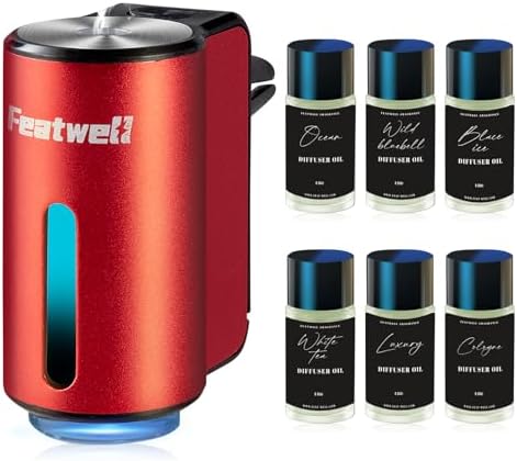Featwell Car Air Freshener, Three Adjustable Modes Intelligent Aroma Diffuser, Rechargeable Car Diffuser Air Freshener, Red by Unknown