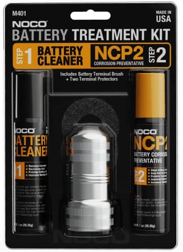 NOCO NCP2 M401 Battery Terminal Cleaning Kit with Battery Corrosion Preventative Spray, Battery Cleaner Spray, Battery Terminal Cleaning Brush, and Anti-Corrosion Washers by NOCO